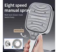 Pommeau de douche réglable, 8 modes, douche à pluie, grand débit, haute pression, économie d'eau, mélangeur de douche, accessoires de salle de bains Silver shower C