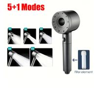 Pommeau de douche réglable à 5 modes, filtre à grand débit, haute pression, mélangeur d'économie d'eau, buse de douche, accessoires de salle de bains Light blue Hose Set
