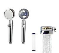 Pommeau de douche rotatif Turbo Fan haute pression, jet économiseur d'eau, pommeau réglable, filtres, accessoires salle bain(Silver)