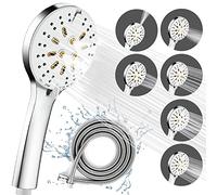 Pommeau de douche universel 7 modes de pulvérisation réglables avec tuyau de 1,5 m, têtes de douche pour augmenter la pression, pommeau de douche à main avec pistolet à eau haute pression, chromé