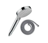 Pommeau de douche Vernis Blend 100 EcoSmart Vario chromé + flexible de douche 1,60 m HANSGROHE Metaflex chromé