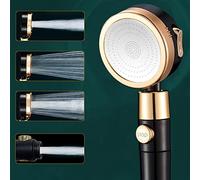 Pommeau de Douche, Woukksy Economie Deau Pommeau Douche Anti Calcaire, Haute Pression Douchette Douche Salle de Bain avec 3 + 1 Modes et Filtre, Arrêt de L'eau à Une Clé- ABS - Noir Mat (Noir)