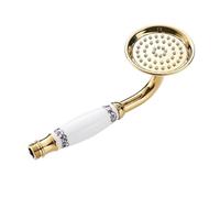Pommeau de Duche Chrome/Antique Brass/Black Bronze Golden Brass Ceramic Handle Shower Head Telephone Style Bathroom Hand Spray(Golden B)
