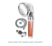 Pommeau de Duche,Pommeau de Douche 3 Modes+Flexible de DoucheDouchette Filtre Haute Pression d'Economie d'Eau Transparente