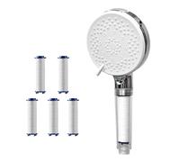 Pommeau de Duche Pommeau de douche 5 Modes grand panneau économie d'eau réglable haute pression Massage l'eau pomme avec filtre salle bain(White With 5 filters)
