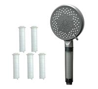 Pommeau de Duche Pommeau de douche 5 Modes grand panneau économie d'eau réglable haute pression Massage de l'eau pomme de douche avec filtre salle de bain(Grey With 5 filters)