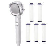 Pommeau de Duche Pommeau de douche haute pression avec interrupteur, bouton marche/arrêt, pulvérisateur, économie d'eau, buse de douche réglable, filtre for salle de bain, 4 Modes(White with 5 filter)