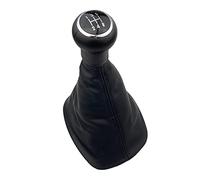 Pommeau de Levier de Vitesse 5/6 Vitesses en Cuir PU avec poignée en Bois de pêcher Soufflet de Levier de Vitesse en Cuir étui de Protection pour VW Passat B5 B5.5 (5 Vitesses Noir 1)