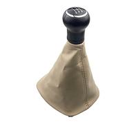 Pommeau de Levier de Vitesse 5/6 Vitesses en Cuir PU avec poignée en Bois de pêcher Soufflet de Levier de Vitesse en Cuir étui de Protection pour VW Passat B5 B5.5 (5 Vitesses Beige)