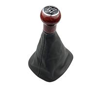 Pommeau de Levier de Vitesse 5/6 Vitesses en Cuir PU avec poignée en Bois de pêcher Soufflet de Levier de Vitesse en Cuir étui de Protection pour VW Passat B5 B5.5 (6 Vitesses Noir).