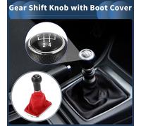 Pommeau De Levier De Vitesse à 5 Vitesses Avec Couvercle, Pommeau Levier Vitesse Bo?te Vitesses Pour Volkswagen Bora Golf Mk4 1998-2007 Plastique Simili Cuir Rouge Noir, 1 Pièce