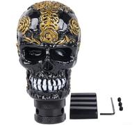 Pommeau de levier de vitesse avec motif tête de mort et filetage de précision pour une utilisation sûre et confortable dans la plupart des voitures (doré)