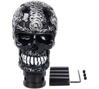 Pommeau de levier de vitesse avec motif tête de mort et filetage de précision pour une utilisation sûre et confortable dans la plupart des voitures (argenté)