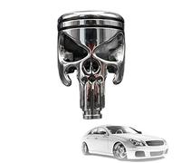 Pommeau de levier de vitesse en métal inoxydable en forme de crâne fabriqué à partir de piston de moto, tête de mort sculptée, poignée compatible avec la plupart des véhicules manuels automatiques (A)