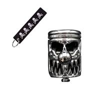 Pommeau de levier de vitesse fabriqué à partir de piston de moto, levier de vitesse en forme de crâne automatique et porte-clés compatible avec la plupart des véhicules