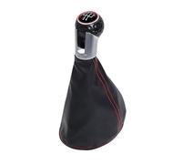 Pommeau de levier de vitesse for intérieur de voiture, produit de vente chaude, Compatible avec Golf 3, pommeau de levier de vitesse avec couvercle de coffre en cuir(Black 6 speed 12MM)