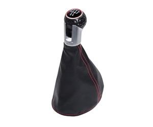 Pommeau de levier de vitesse for intérieur de voiture, produit de vente chaude, Compatible avec Golf 3, pommeau de levier de vitesse avec couvercle de coffre en cuir(Black 5 speed 12MM)