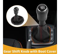 Pommeau de levier de vitesse manuel 6 vitesses avec couvercle No.7H0711113B - Pommeau levier vitesse voiture - pour Volkswagen Transporter 03-11 Plastique Simili Cuir Noir - 1 Pc