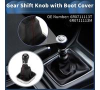 Pommeau De Levier De Vitesse Manuel à 5 Vitesses Avec Couvercle, Pommeau De Levier Bo?te Vitesses No.6R0711113T Pour Vw Polo 2014-2017 Plastique Simili Cuir Noir Rouge, 1 Pièce