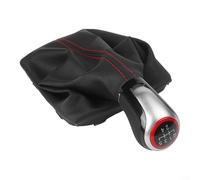 Pommeau de levier de vitesse manuel à 5 vitesses pour MK3 2012-2017, cuir noir avec coutures rouges, comprend une base de support pour un ajustement précis et personnalisé