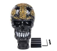 Pommeau de levier de vitesse manuel en forme de tête de mort avec quatre adaptateurs réglables pour levier de vitesse manuel de voiture Construction ABS Convient à la plupart des voitures (doré)