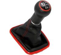 Pommeau de levier de vitesse + soufflet - 6 vitesses - Convient pour VW Golf IV 97-06 - Plug & Play - Avec cadre - Noir - Rouge