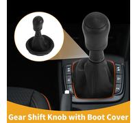 Pommeau de levier vitesse manuel à 6 vitesses avec couvercle No.7H0711113B - Pommeau levier vitesse voiture - pour VW Transporter T5 2003-2011 Plastique Simili Cuir Noir - 1 Pc