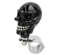 Pommeau de volant en forme de crâne, accessoire de rotation en résine et métal de 3 cm pour voitures, camions, tracteurs et bateaux - installation facile, pommeau « suicide » à (Noire)