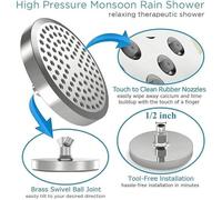 Pommeau Douche à Main Puissant, Pommeau de douche à haute pression de 6 pouces, avec bras, Installation en 1 minute, pomme de douche à pluie en Chrome poli, buses Anti-colmatage(Light Grey)