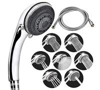 Pommeau douche et tuyau,Lucksun 7 modes universel réglable Pommeau de Douche avec Tuyau 150 cm,Avec économie d'eau haute pression pommeau de douche,Installation facile,hydrothérapie,SPA,salle de bain