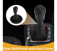 Pommeau levier vitesse manuel à 5 vitesses avec couvercle No.7H0711113B - Pommeau levier vitesse voiture - pour VW Transporter T5/T6 2003-2011 Plastique Simili Cuir Noir - 1 Pc
