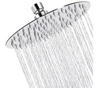 Pommes de douche Tete de Douche Inox Pommeau de Douche Ronde 20CM, Tete de Douche Pluie Universelle Filetage 1/2 Pouce, Rotatif 360° Facile à Installer et à Nettoyer