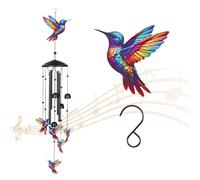 Pomodee Carillon à Vent Coloré Colibri, Carillon Éolien Décoratif en Métal, Carillon Éolien Musical - Cloche Suspendue pour Jardin, Balcon et Terrasse, Décoration Intérieure et Extérieure(Multicolore)