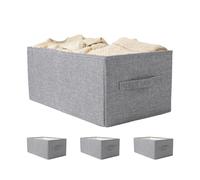 Pomodee Lot de 3 Grandes Boîtes de Rangement en Tissu avec Poignées, Paniers et Bacs Pliables, Organisateurs Cubes pour Armoire et Étagères, Vêtements, Chaussettes, Sous-vêtements, 47x28x21 cm, Gris