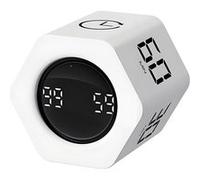 Pomodoro Minuteur de productivité hexagonal, Horloge à bascule Vibration et Alarme sonore Mode 1/5/10/30/60 min et chronomètre blanc Blanc G