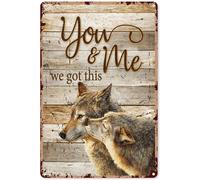 POMOTER Plaque décorative vintage en métal avec loup You and Me We Got This .Png - 20,3 x 30,5 cm