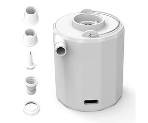 Pompe à air 3 en 1 Compresseur d'air et lanterne rechargeable par USB Pompe de gonflage avec 5 buses pour matelas pneumatique Anneau de natation Sac de rangement sous vide