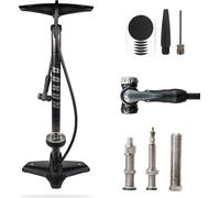 Pompe à air AARON Sport One en gris Pompe à vélo sur pied pour toutes les valves avec manomètre