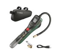 Bosch Pompe à vélo/Pompe à air/Mini-compresseur électrique EasyPump (Batterie 3,0 Ah; 3,6 V; Fonction Autostop; 150 PSI; 10,3 Bar; LED; USB-C; 3 adaptateurs; fiche à Connexion Rapide; Sac de vélo)