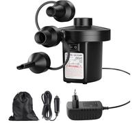 Pompe à Air Électrique avec 3 Buses, AC 240V/DC 12V - Pompe de gonflage/dégonflage pour Camping en Plein air, Matelas Gonflable, Bateaux, Coussins gonflables