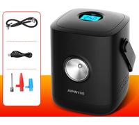 Pompe à air portable multifonctionnelle pour automobile Mini pompe à main automatique sans fil à affichage numérique Petit noir