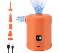 Pompe à air portable pour gonflables : 5200 mAh batterie rechargeable de type C ultra mini pompe à air électrique avec 5 buses pour jouets de piscine, flotteurs, matelas gonflable (orange)