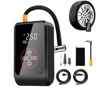 Pompe À Air Portable pour Gonflage De Pneus - Gonfleur Électrique - Pompe Electrique Rechargeable Arret Automatique avec Ecran LED Accessoires Auto pour Moto Camping Véhicule