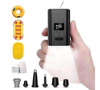 Pompe à air portable pour matelas gonflables, pompe électrique avec lanterne de camping et écran LED, mini pompe à air 2 x gonflage rapide pour flotteurs de piscine, sacs de rangement sous vide (noir)