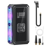 Pompe à Air pour Pneus,avec Manomètre Numérique Éclairé - Gonfleur De Pneu Portable Compresseur D'Air,Pour Vélo Moto SUV Berline Ballon Jouet Gonflable Flotteur Piscine Extérieur Maison Garage