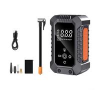 Pompe à air rechargeable sans fil pour pneus de voiture, moto avec tuyau d'extension de 20 cm, affichage numérique de la pression, arrêt automatique et gonflage rapide de 140 PSI (noir)