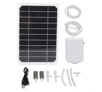 Pompe à air solaire 5 W avec batterie intégrée de 2000 mAh, aérateur d'oxygène portable pour aquarium et pêche en plein air, pompe à énergie solaire avec débit d'air de 1,6 l/min