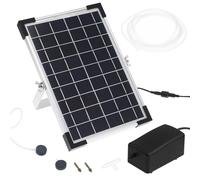 Pompe à Air Solaire pour Aquarium Extérieur, 10v 5w, 3 Modes | Débit Maximal 1,4 L/min, Panneau en Silicium Pur et ABS Noir, pour Poissons et Plantes