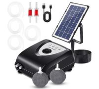 Pompe à air solaire pour étang, aérateur de bassin, 3 modes et sans bruit, pompe à air pour aquarium avec 2 pierres à bulles d'air, aérateurs de bassin à énergie solaire pour étangs extérieurs pour