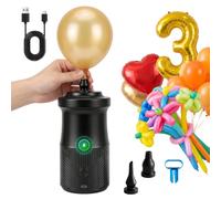 Pompe à ballons électrique pour ballons de modelage, sans fil, avec batterie de 2000 mAh et 2 buses, pompe à ballon portable pour anniversaire, décoration de fête